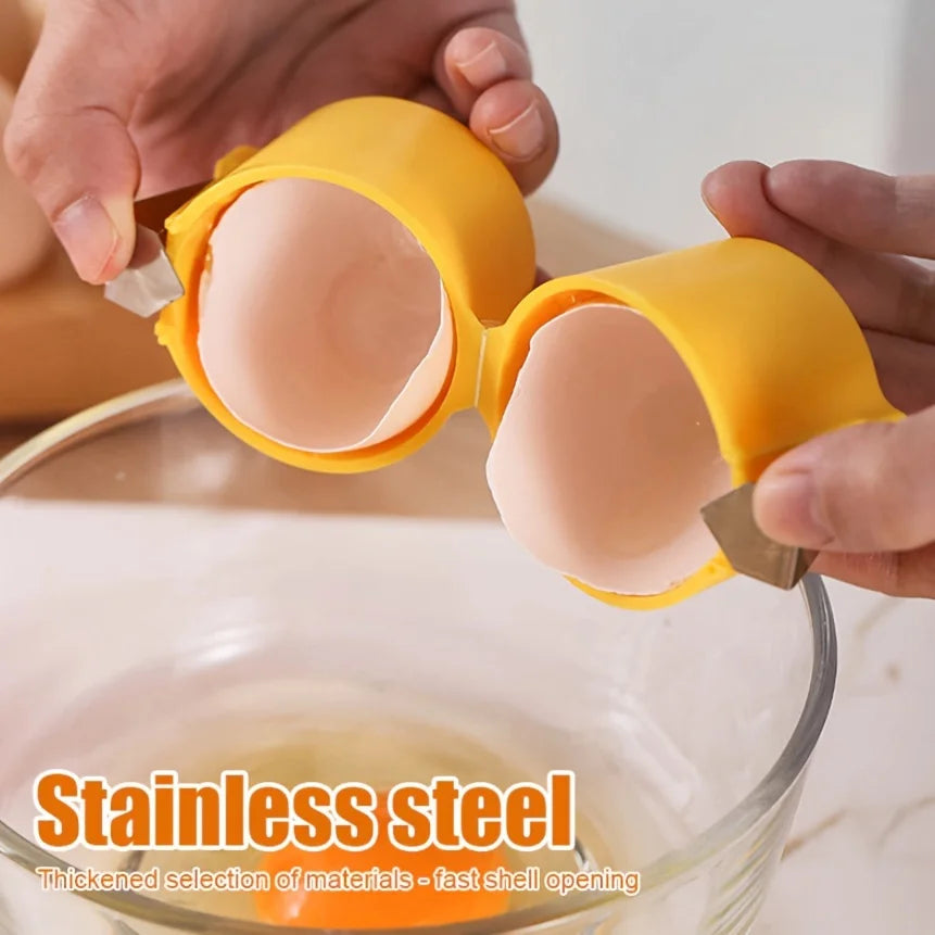 Portable Egg Cracker and Beater Tool - One Press Egg Opener and Shell Remover for Raw and Boiled Eggs - Kitchen Gadget
