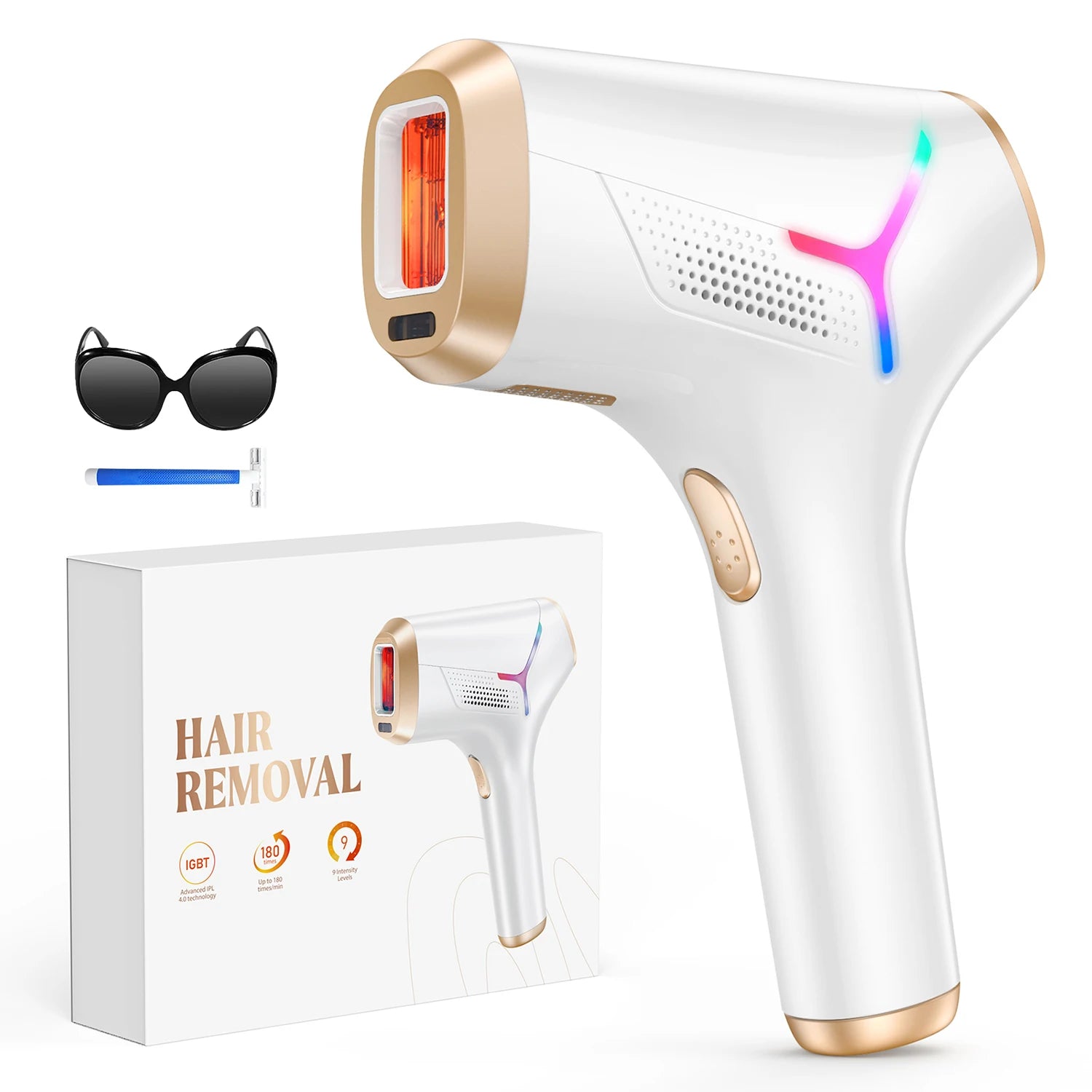 IPL Hair Removal Device -- 990,000 Flashes, 9 Levels, Full Body Use for Women & Men