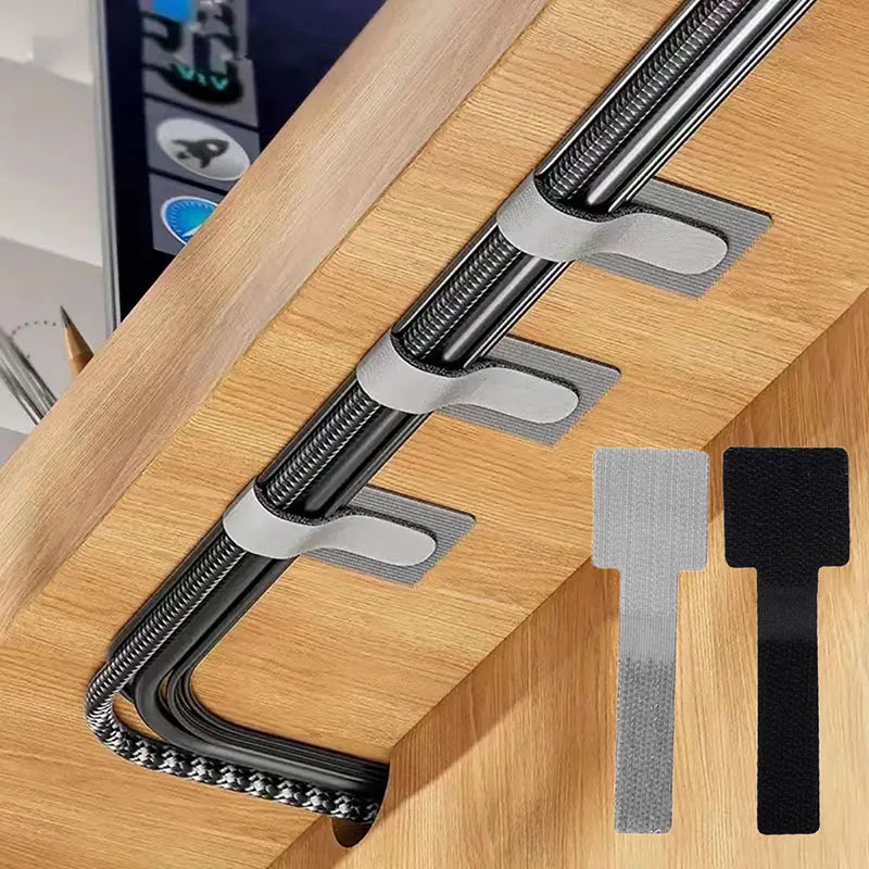 Reusable Cable Ties & Wire Organizer Straps | Self-Adhesive Cord Management for Desk & Home