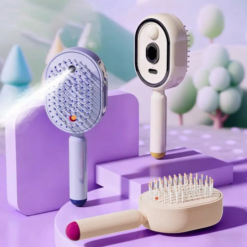 2-in-1 Electric Misting Hair Brush -- Anti-Static Steam Spray Comb | Frizz Control