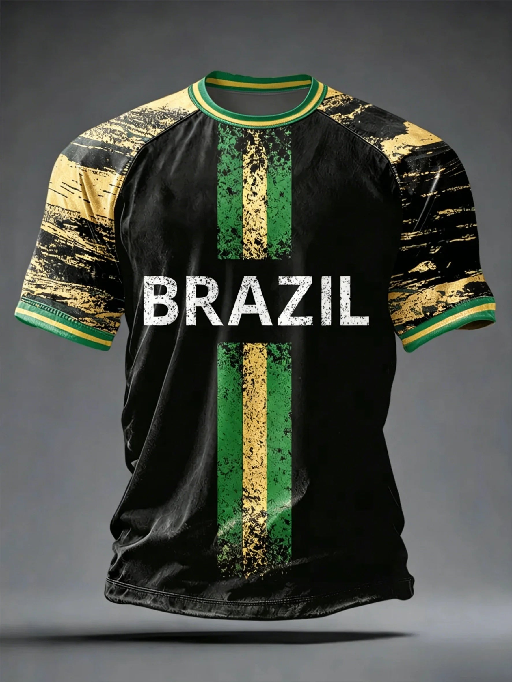 Brazil Football Fan Jersey -- Classic Stripe Tee | Men's Summer Sport