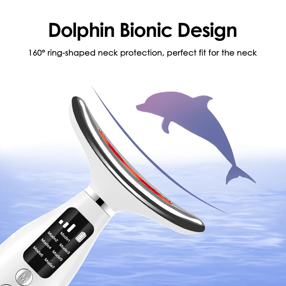 7-Color LED Face & Neck Beauty Wand -- Vibration Massage Device with Constant Warmth