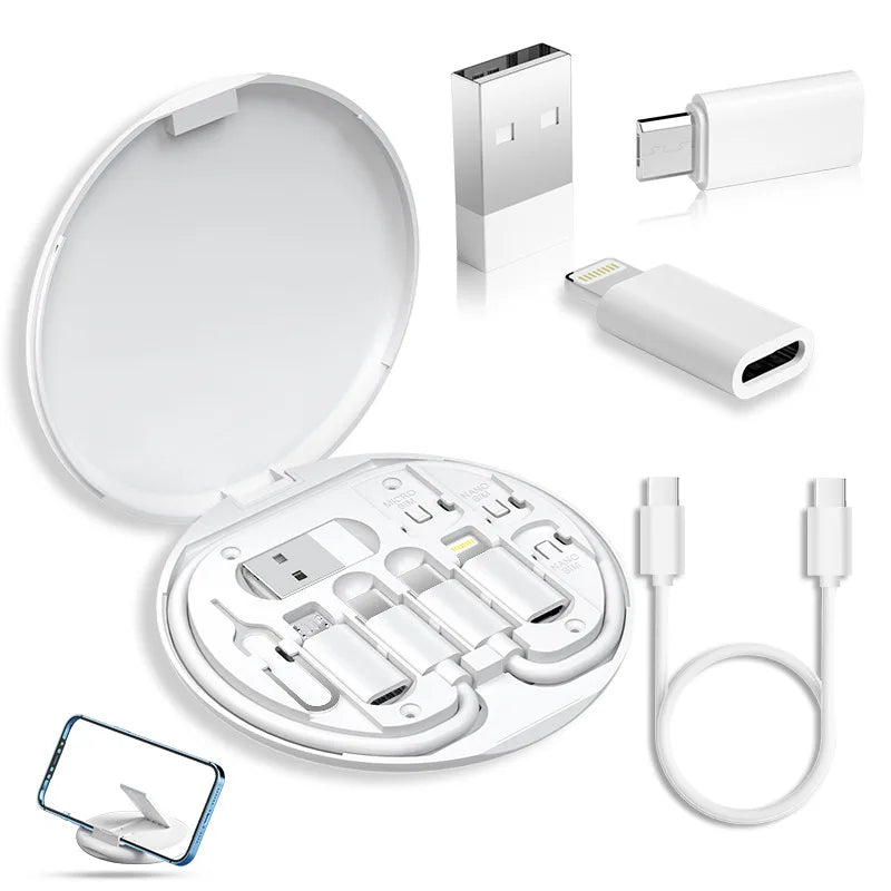 5-in-1 Charging Cable Set with Storage Box & Phone Stand (60W Fast Charge)