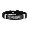 Christian Silicone Bracelet -- Inspirational Bible Verse & Cross Design | ID Wristband