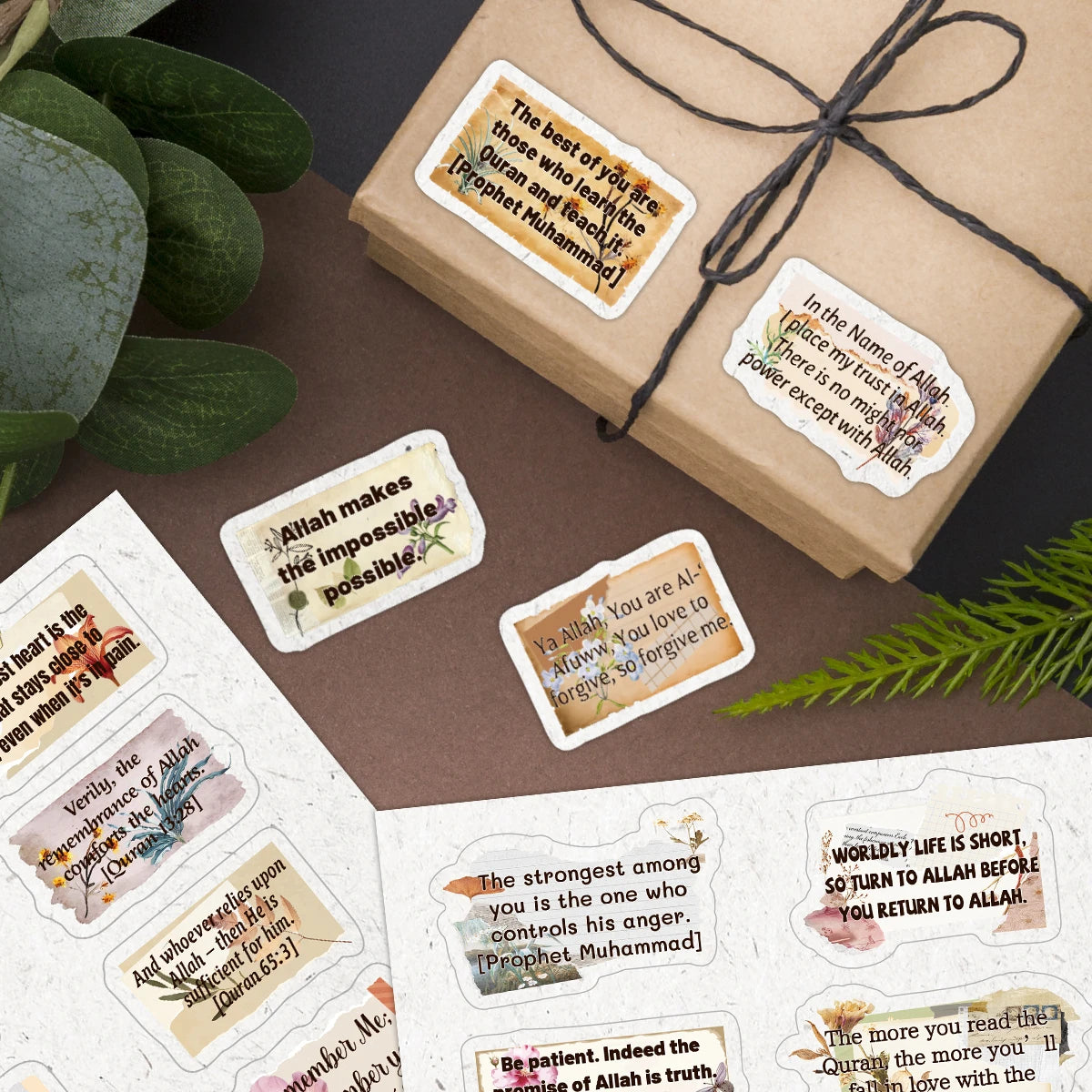 50-Pack Islamic Quran Verse Stickers | 4 Sheets of Scripture Quotes for Journaling, Scrapbooking & More