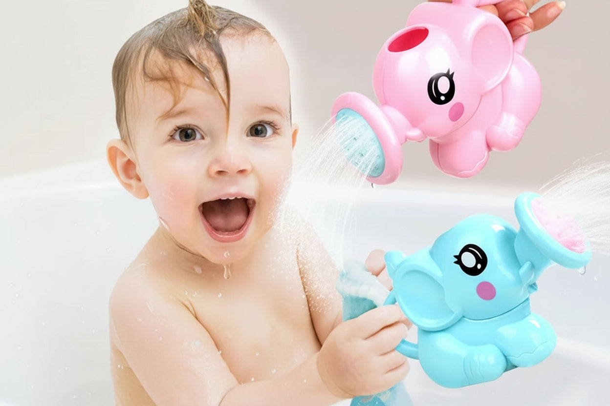 Elephant Baby Bath Watering Can Toy | Plastic Sprinkler Shower Toy for Toddlers Ages 1–3 — Pink & Blue