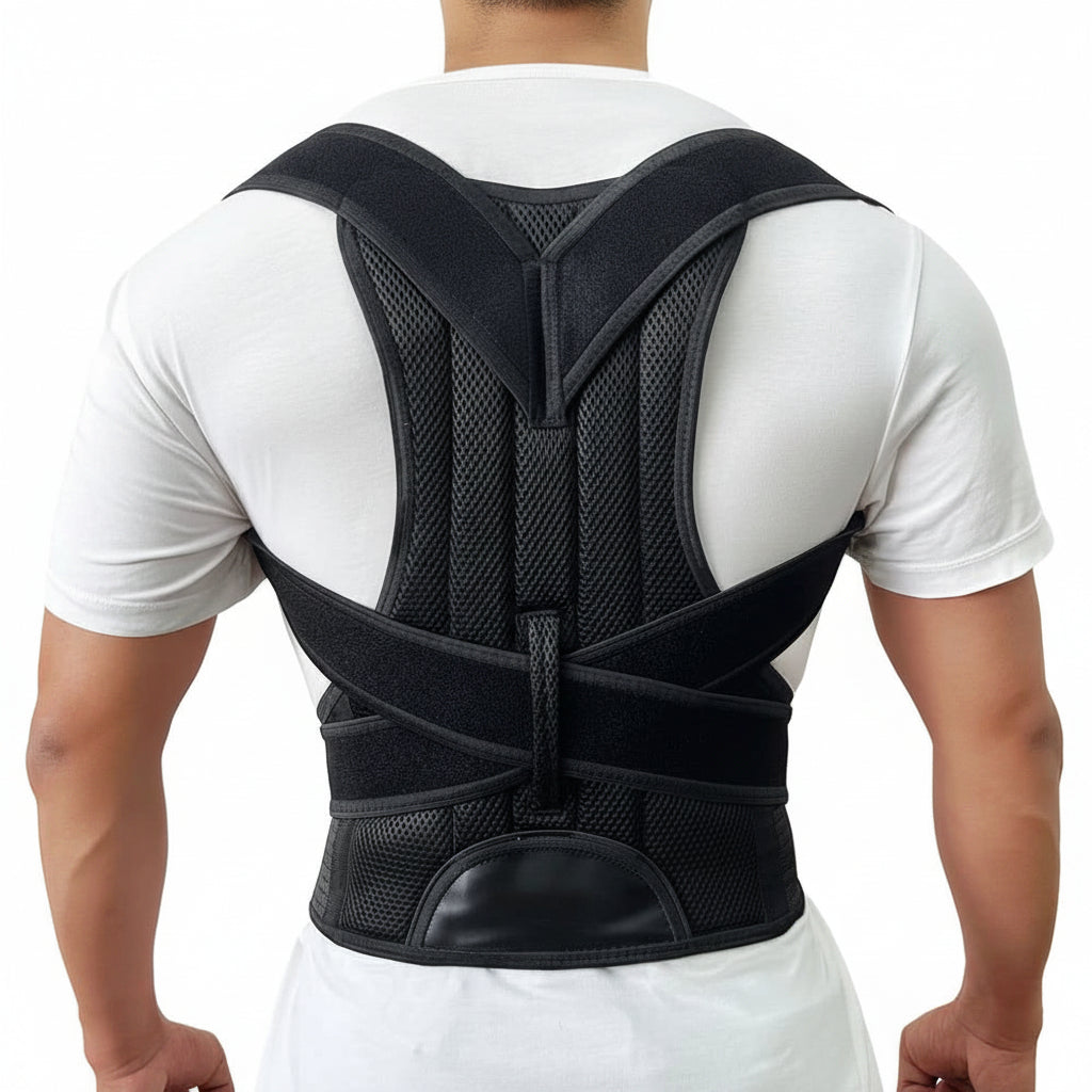 Back Brace Posture Corrector with Metal Support Bars | Adjustable for Men & Women
