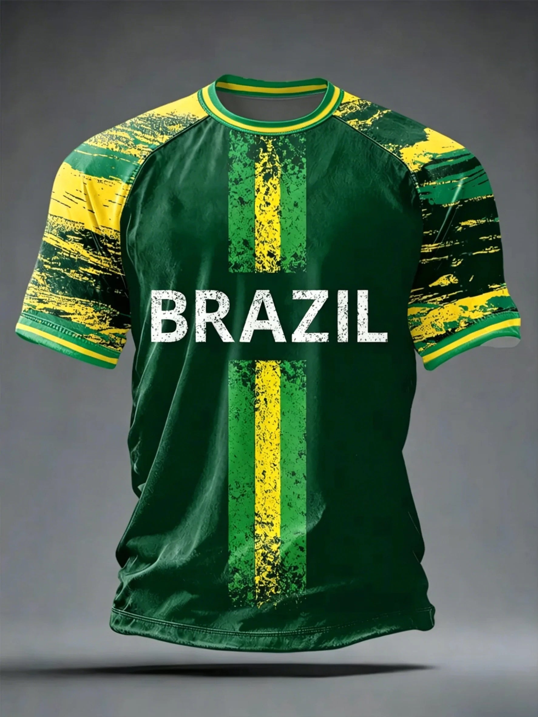Brazil Football Fan Jersey -- Classic Stripe Tee | Men's Summer Sport