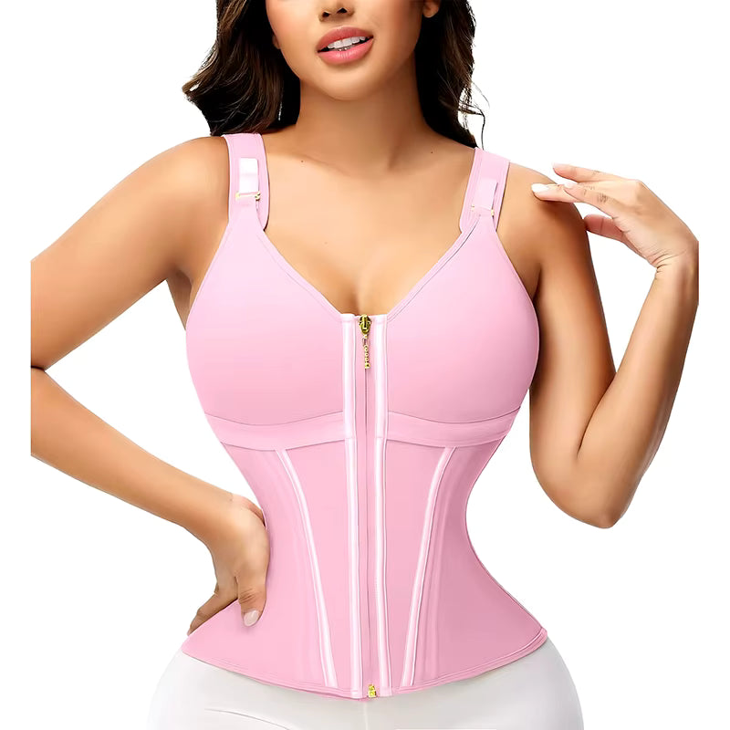 Colombian Fajas Waist Trainer Vest - High Compression Body Shaper with Zipper Hook for Tummy Control and Belly Slimming