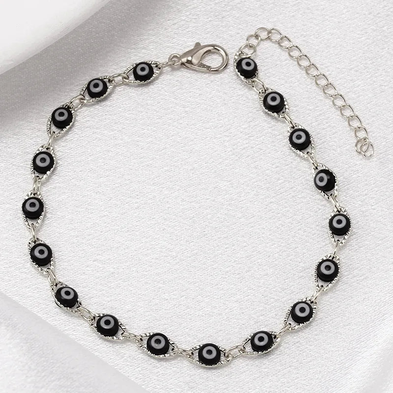 Bohemian Evil Eye Charm Bracelet -- Gold & Silver Brass Chain | Unisex Prayer Jewelry