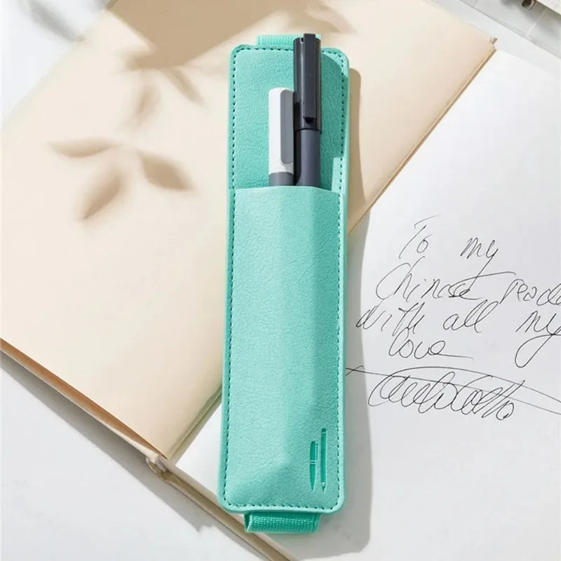Slim PU Leather Pen Sleeve with Elastic Closure — Single & Wide