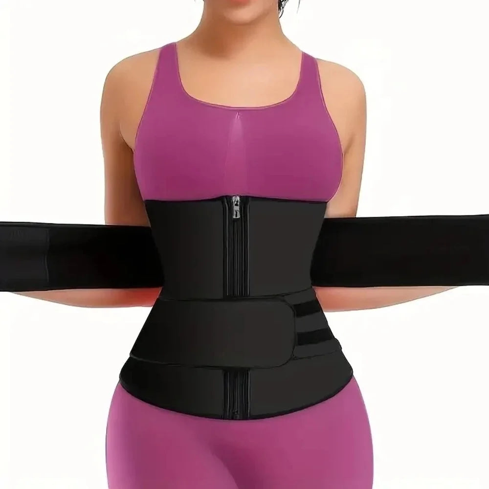 Adjustable Waist Trainer -- Double Belt Neoprene Corset & Workout Cincher for Women