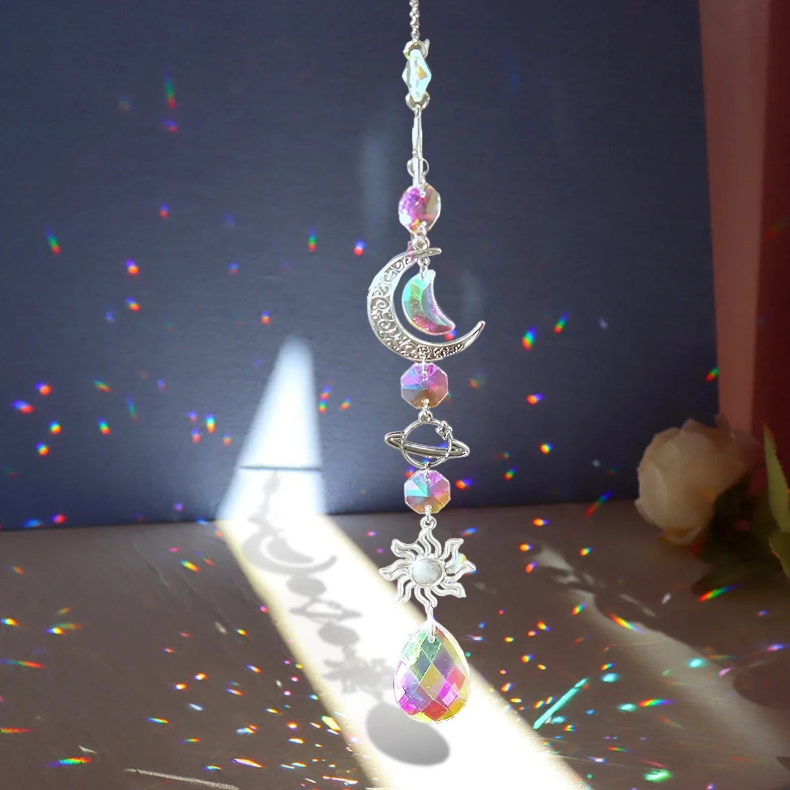 Crystal Rainbow Wind Chime -- Sun Catcher Dream Catcher Pendant | Home & Garden Décor