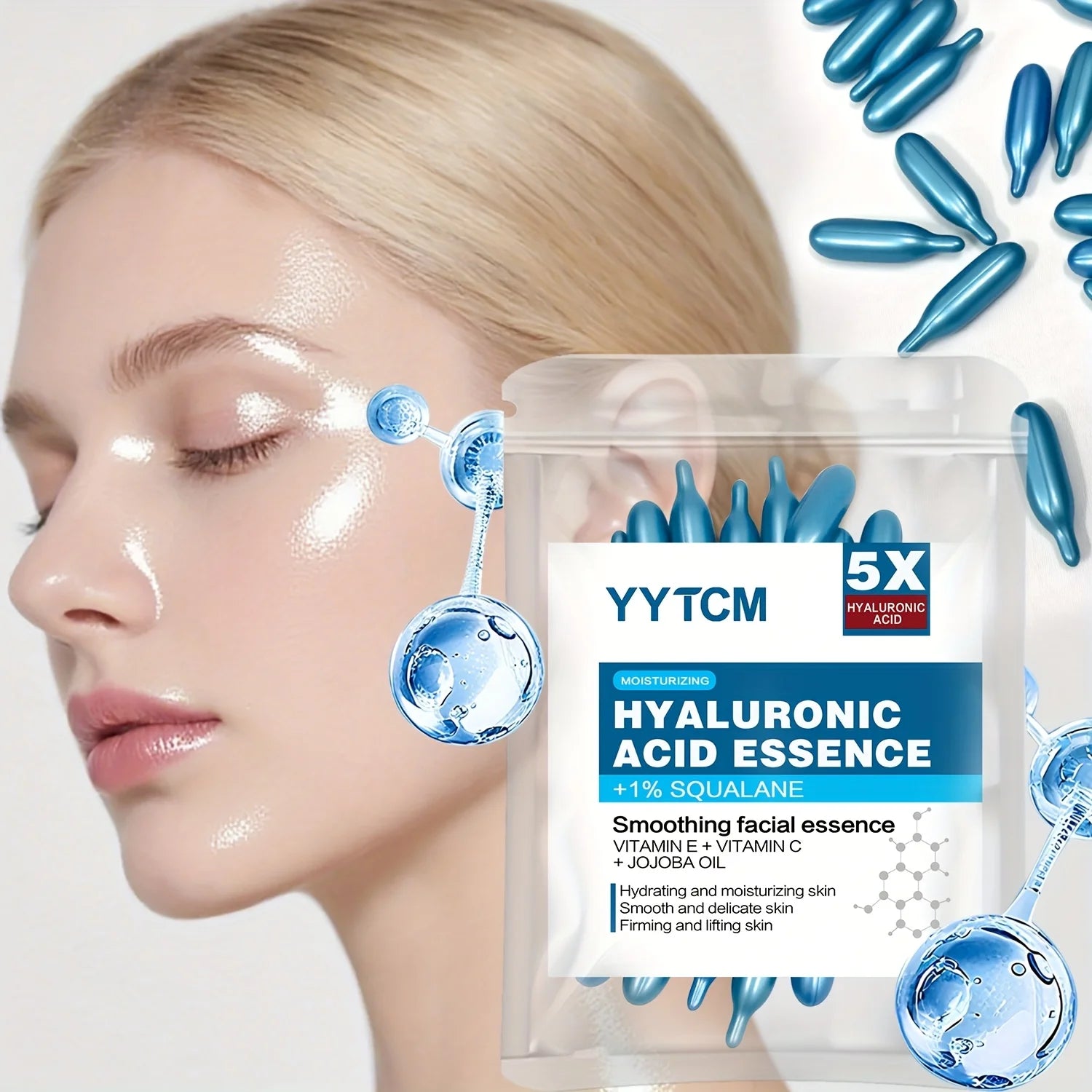 Hyaluronic Acid Deep Moisturizing Serum Capsules | Hydrating & Brightening Skin Essence