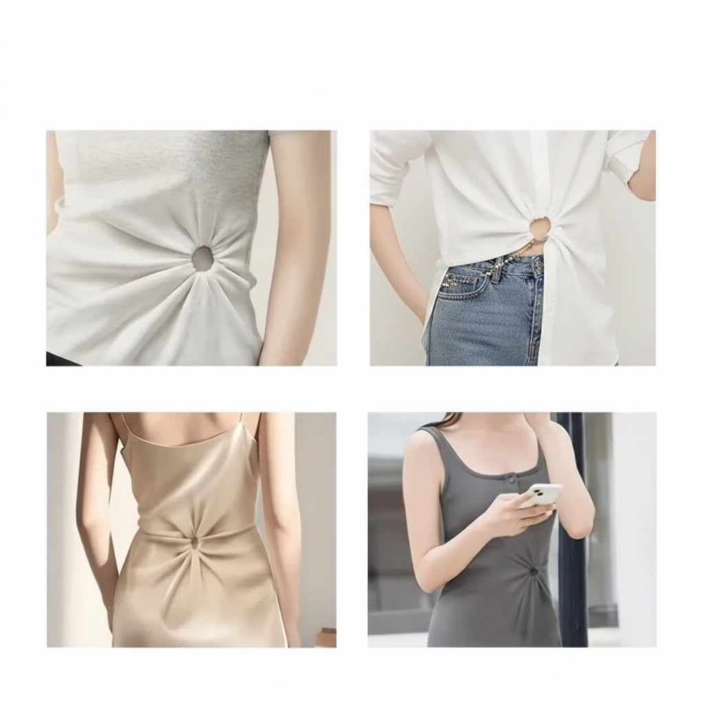 No-Sew Shirt Clip Adjustable Knot Buckle - Front Tie Waist Cincher for Women - Instant Outfit Upgrade