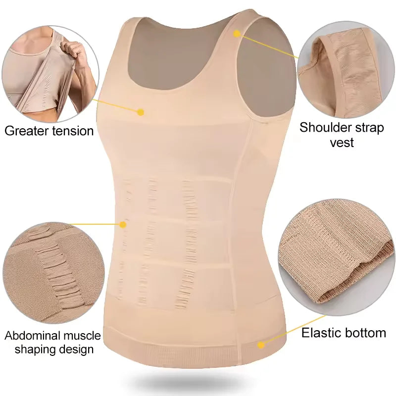 Men's Compression Vest -- Sleeveless Shapewear Tank Top for Gym & Daily Wear