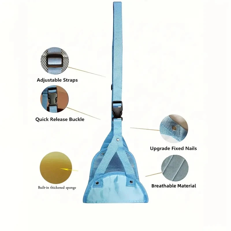 Airplane Footrest Hammock - Adjustable Strap and Quick Release Buckle - Portable Foot Rest for Long Flights, Office and Travel