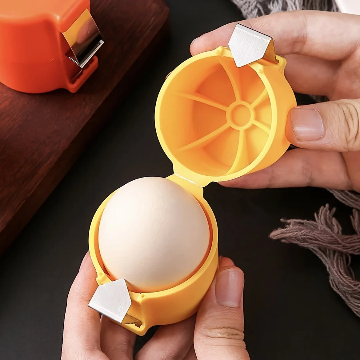 Portable Egg Cracker and Beater Tool - One Press Egg Opener and Shell Remover for Raw and Boiled Eggs - Kitchen Gadget