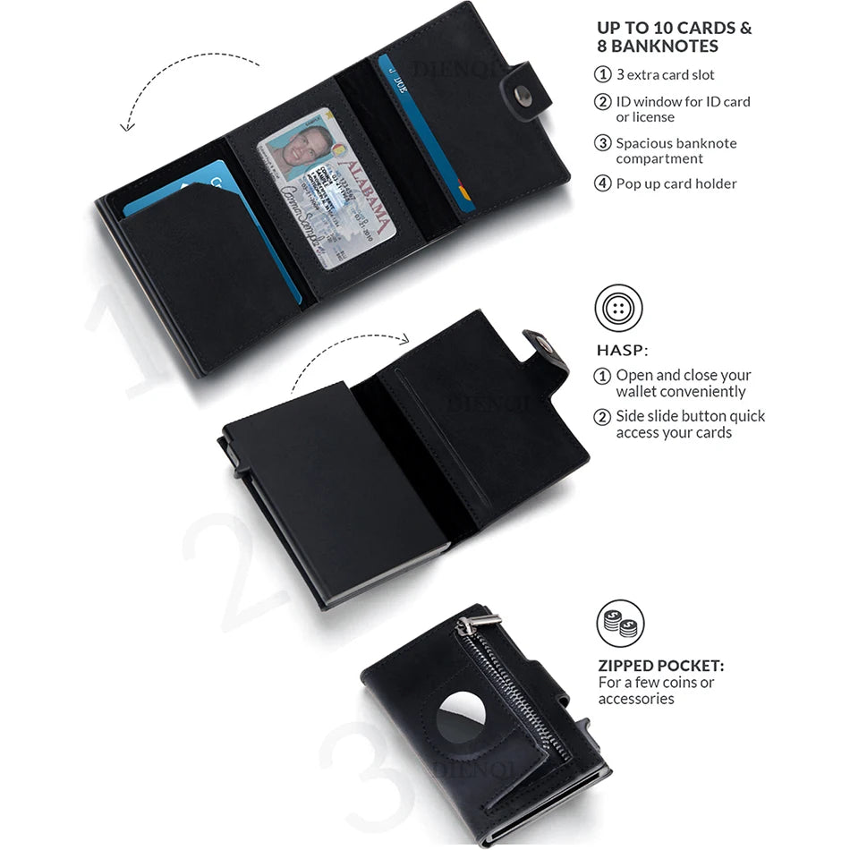 RFID Blocking Slim Wallet with AirTag Pocket -- Minimalist Card Holder for Men & Women