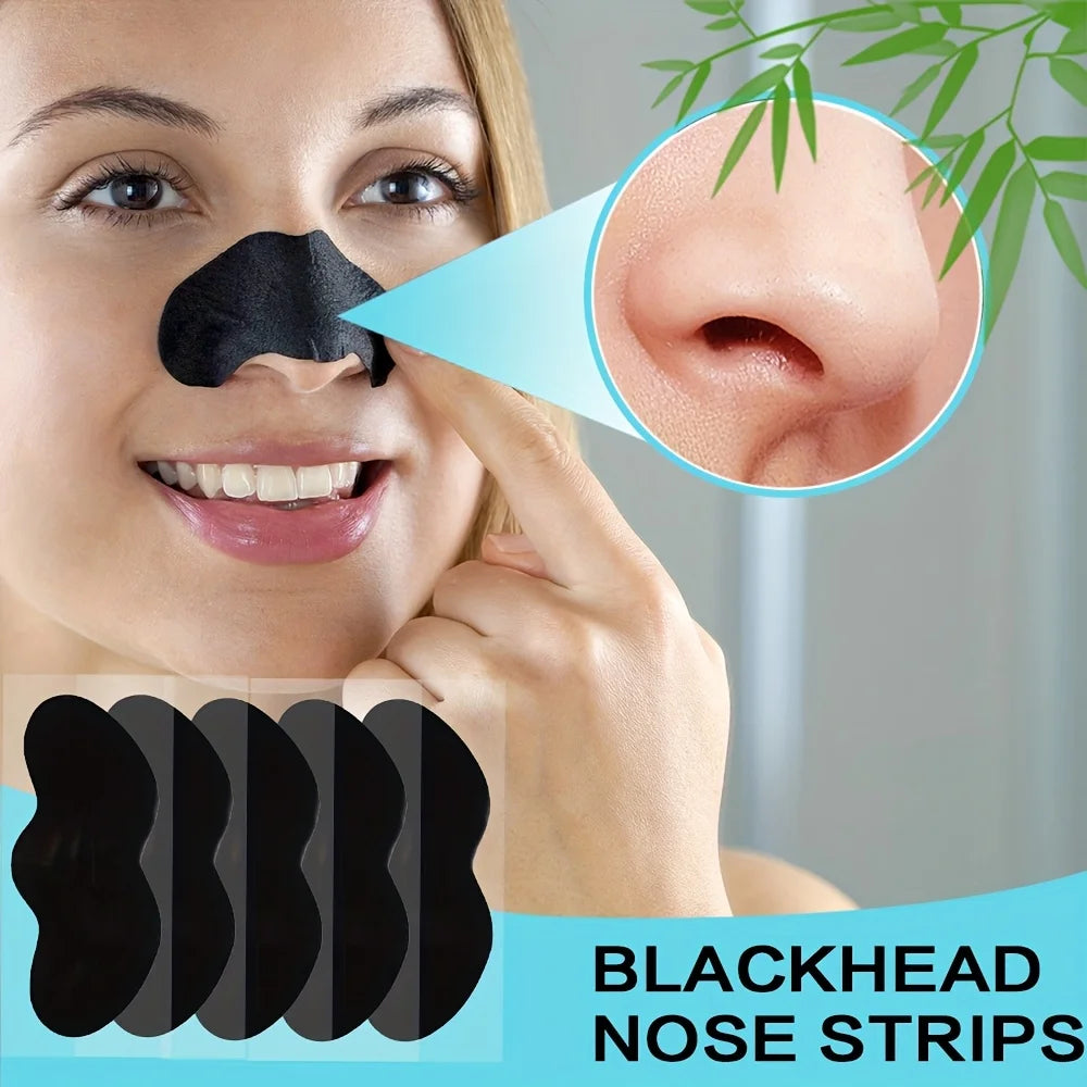 Bamboo Charcoal Blackhead Nose Strips -- Deep Pore Cleansing Patches
