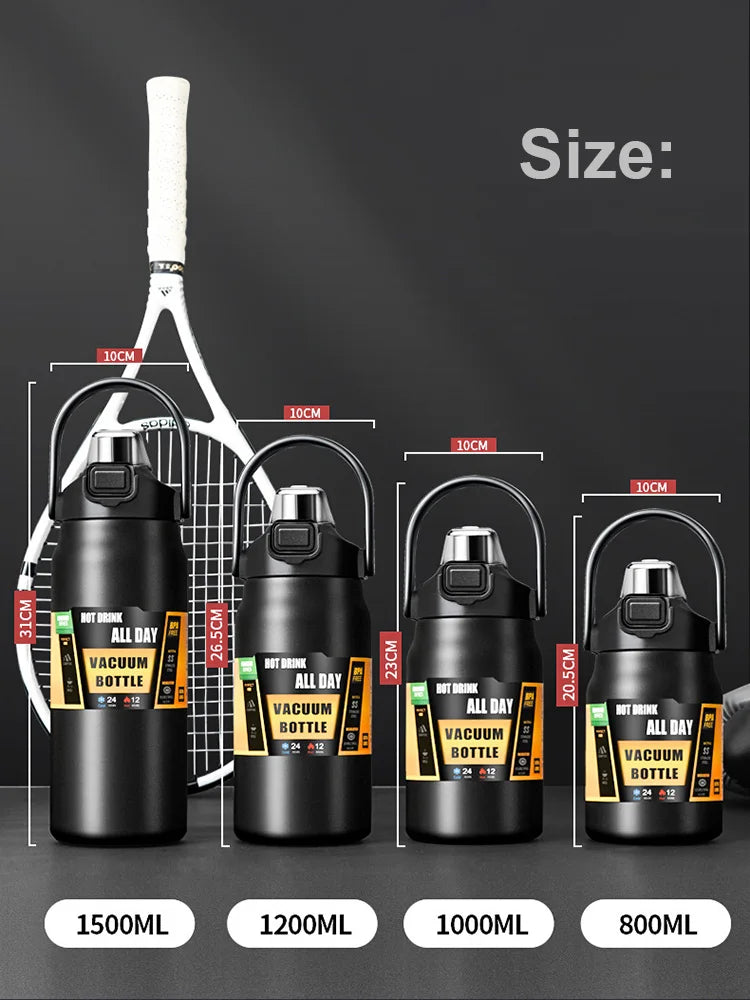 Insulated Stainless Steel Water Bottle with Straw — Double-Wall Vacuum, Hot & Cold