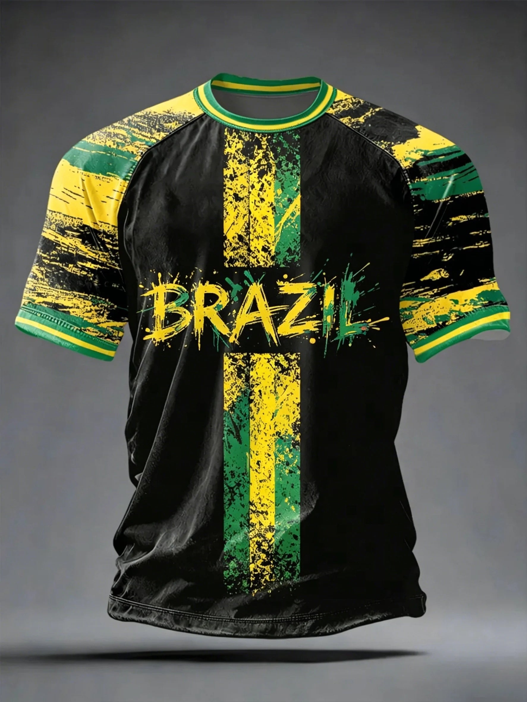Brazil Football Fan Jersey -- Classic Stripe Tee | Men's Summer Sport
