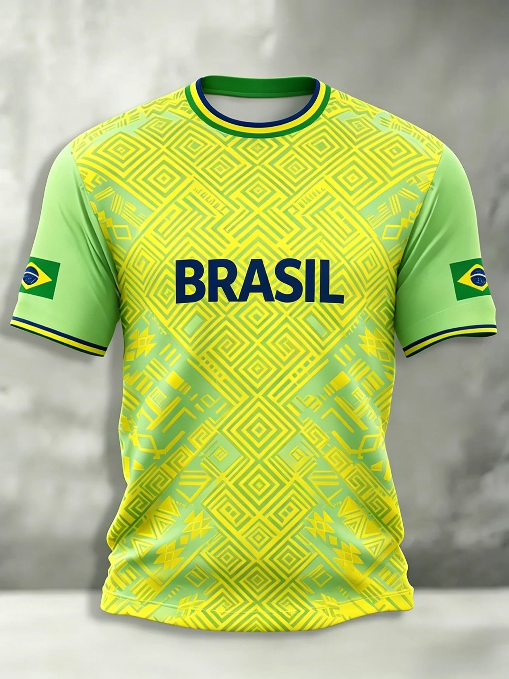 Brazil Football Fan Jersey -- Classic Stripe Tee | Men's Summer Sport