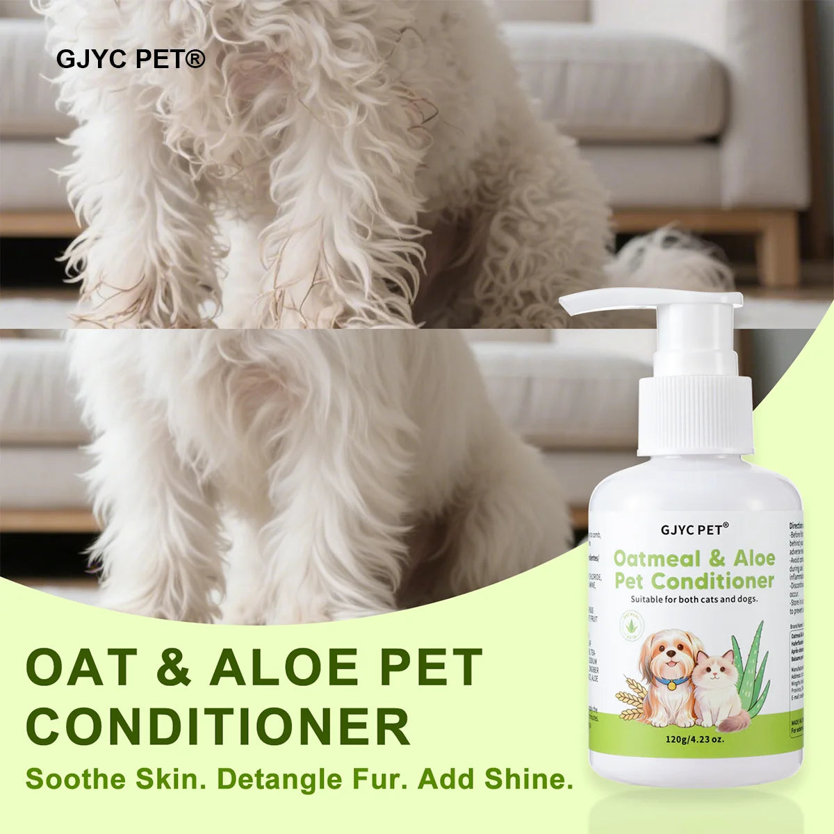 Natural Oatmeal & Aloe Pet Conditioner -- Dogs & Cats | Detangling & Hydrating Formula