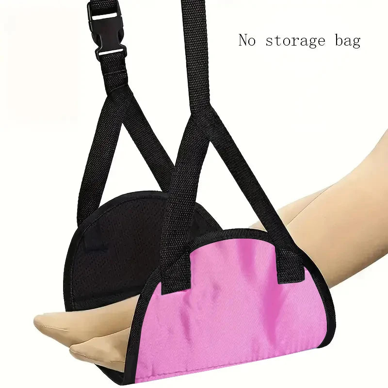 Airplane Footrest Hammock - Adjustable Strap and Quick Release Buckle - Portable Foot Rest for Long Flights, Office and Travel
