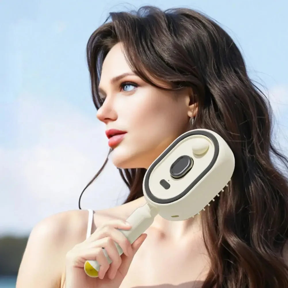 Electric Spray Air Cushion Hair Comb -- Essential Oil Mist, Scalp Massage & Self-Cleaning Brush for Women