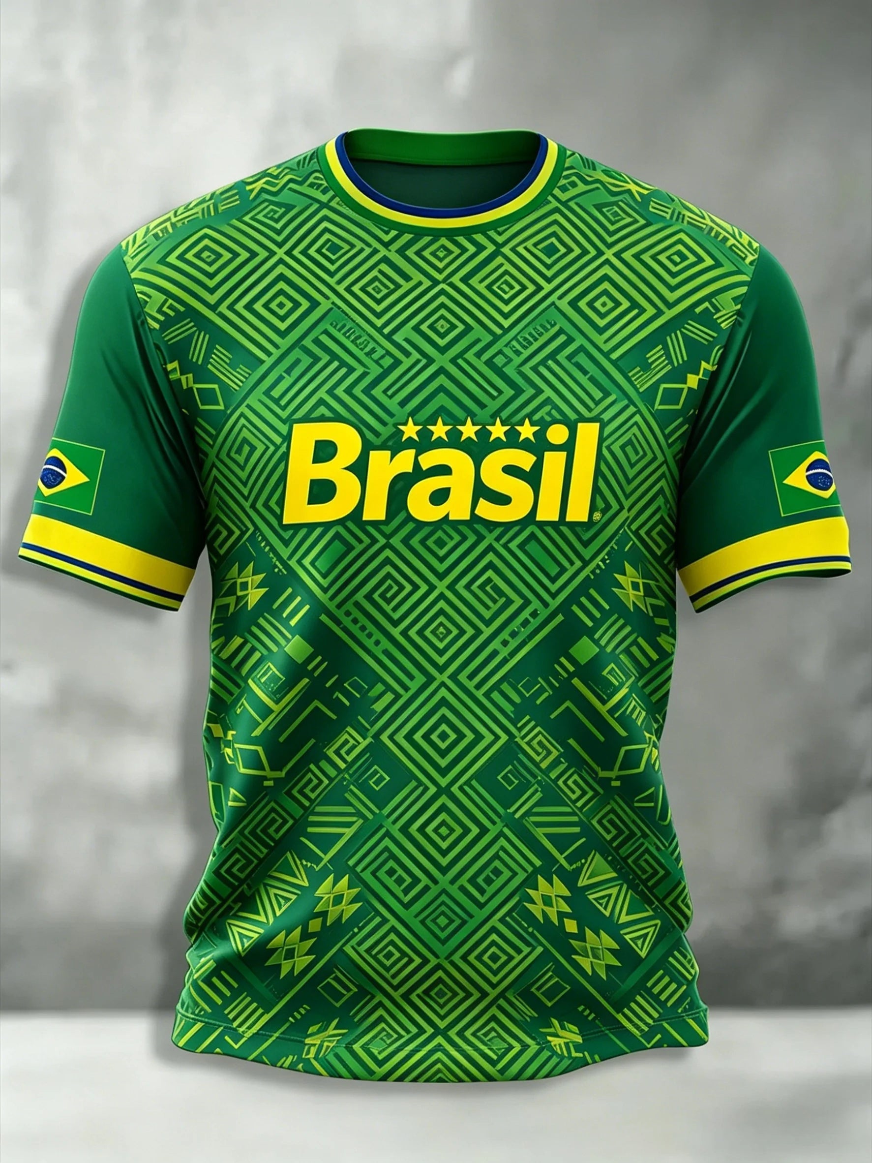 Brazil Football Fan Jersey -- Classic Stripe Tee | Men's Summer Sport