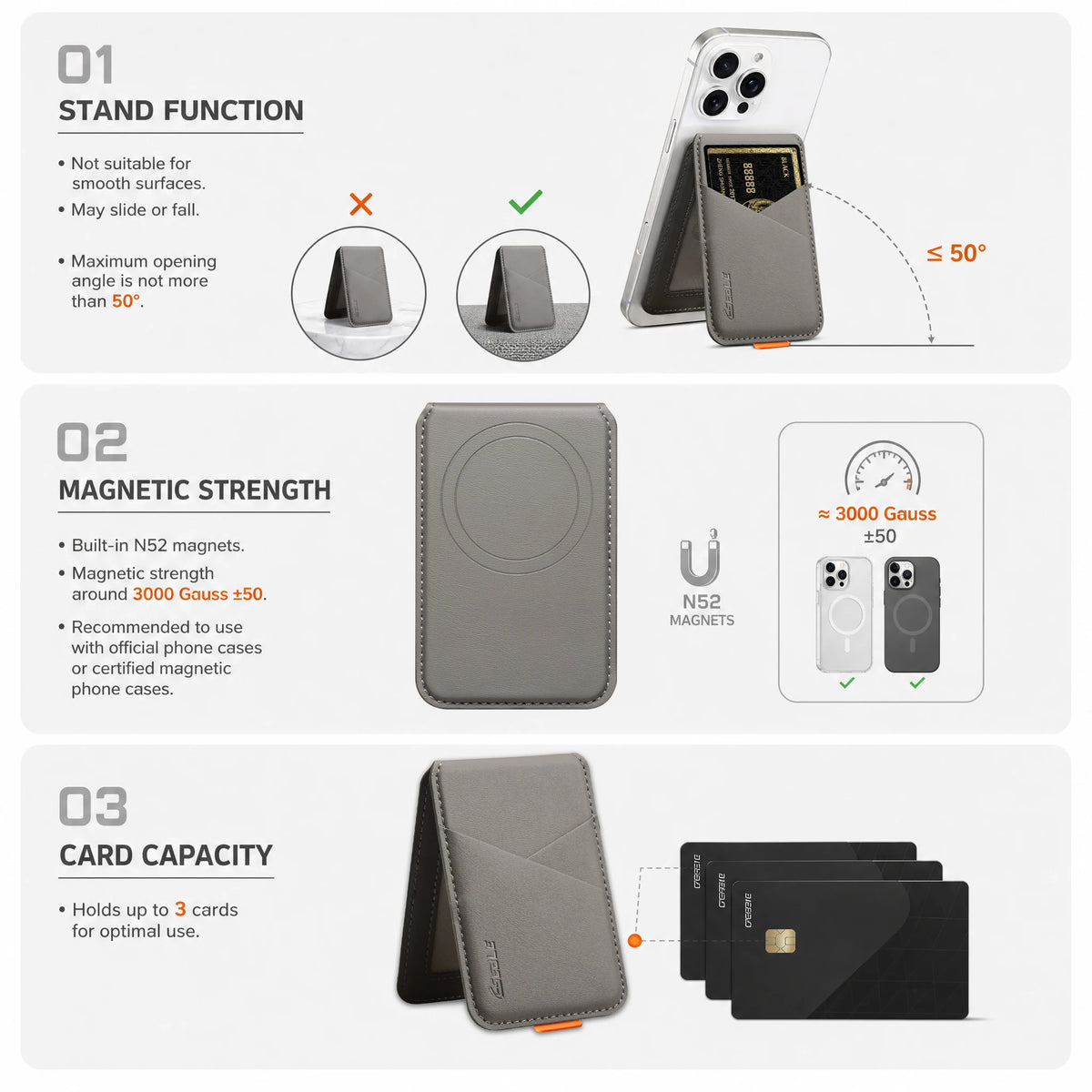 MagSafe Wallet for iPhone - RFID Blocking Card Holder with Kickstand - Compatible with iPhone 12 13 14 15 16 and 17 Series