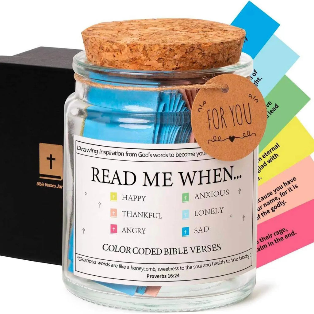 Bible Verses in a Jar | Colorful Scripture Notes with Gift Box | Christian Gratitude & Blessings Gift