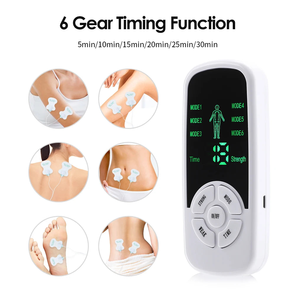 EMS Pulse Muscle Stimulator & Body Massager | 6 Modes, TENS Acupuncture Therapy Device
