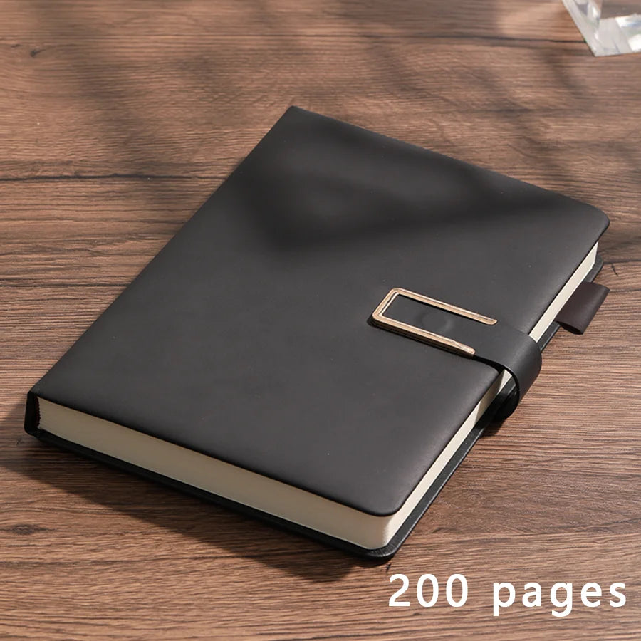 Vintage A5 Leather Notebook - 200 Page Soft Cover Journal with Elastic Closure for Business, College and Daily Writing