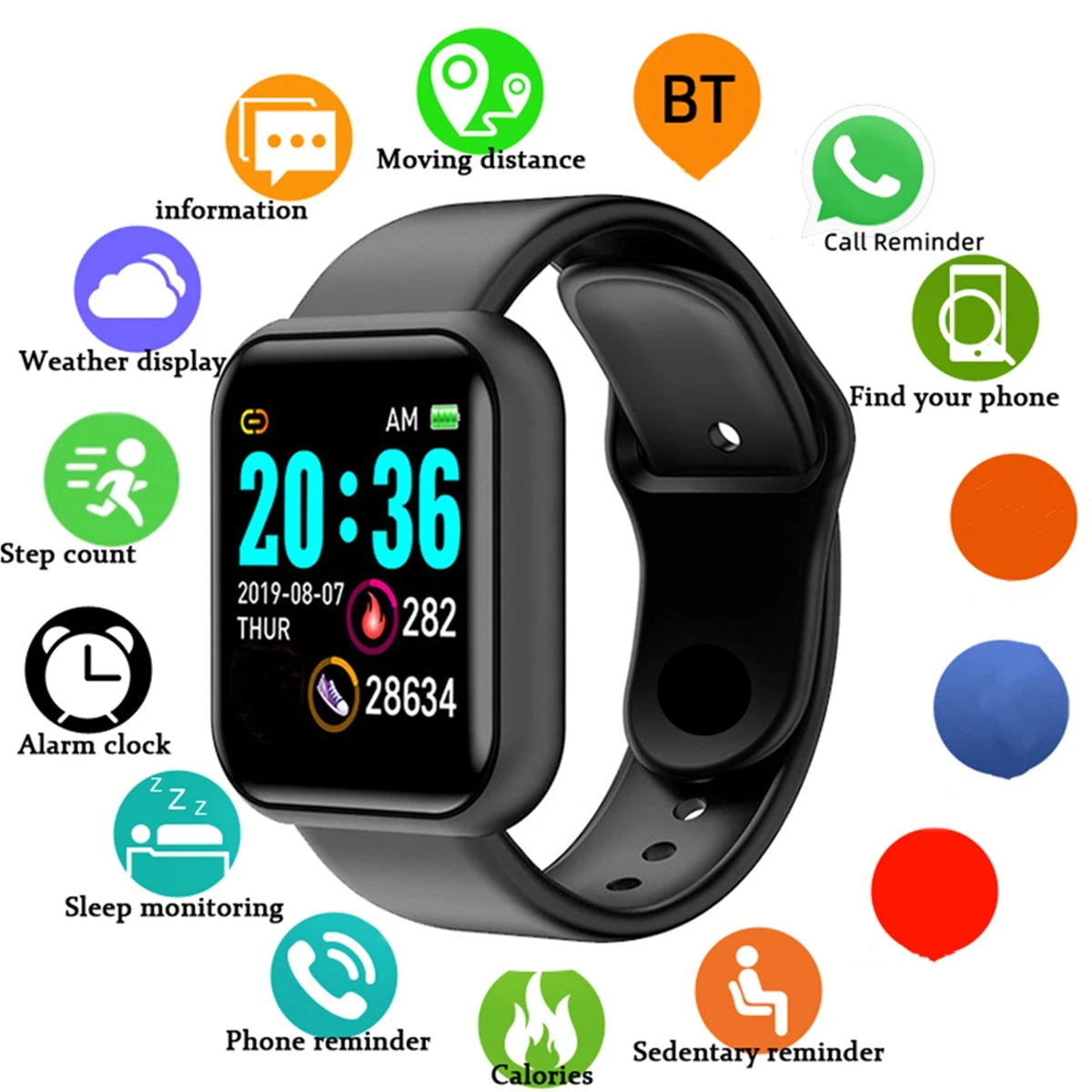 Smart Watch with Color Screen - Fitness Tracker with Heart Rate, Sleep Monitor, Step Counter and Bluetooth for Men and Women