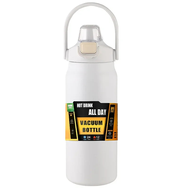 Insulated Stainless Steel Water Bottle with Straw — Double-Wall Vacuum, Hot & Cold