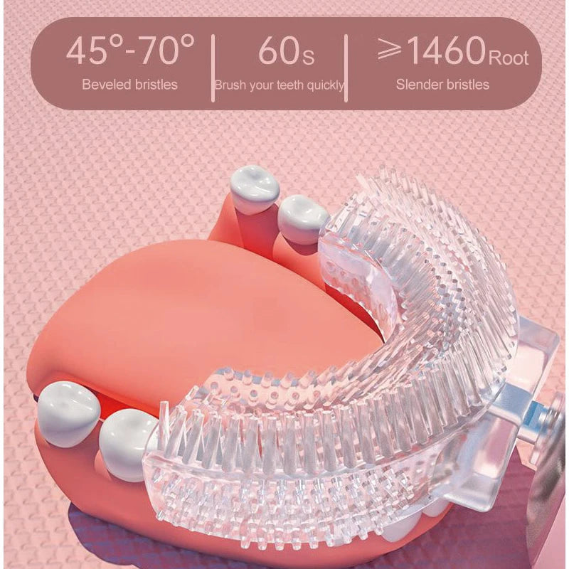 Kids U-Shaped Electric Toothbrush 360° Sonic Cleaning | Food-Grade Silicone | 60-Second Clean