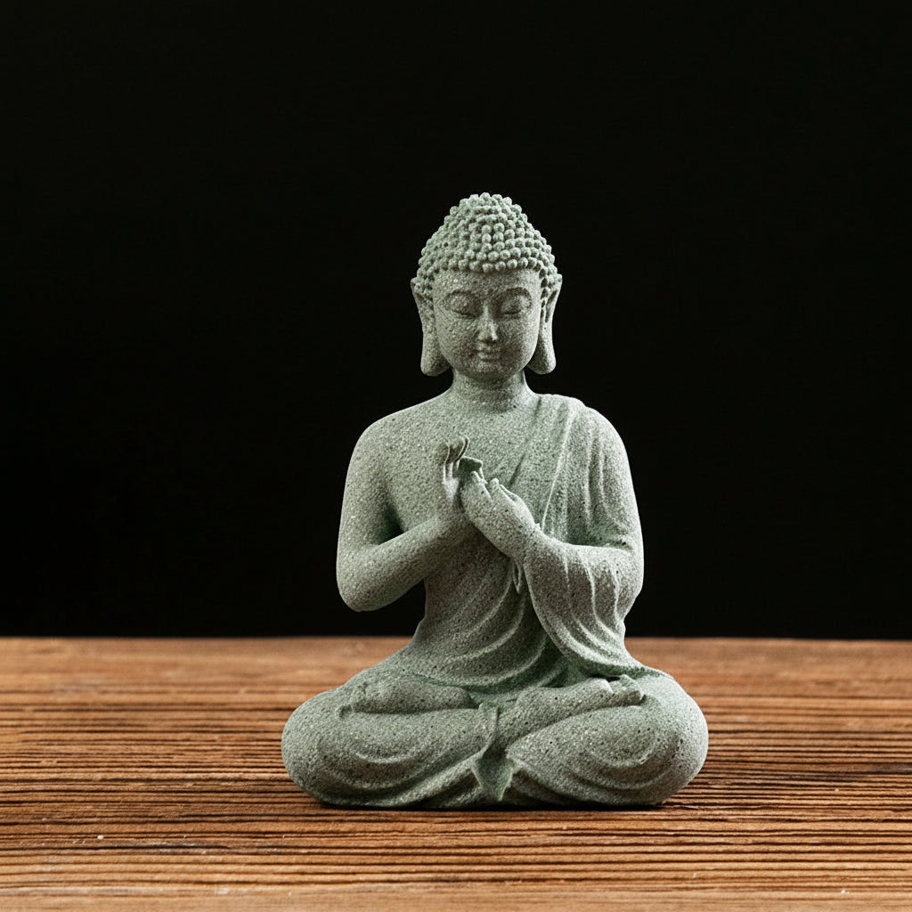 Mini Garden Buddha Stone Statue -- Buddhist Monk Sculpture | Home & Office Décor