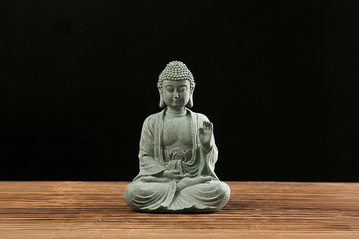 Mini Garden Buddha Stone Statue -- Buddhist Monk Sculpture | Home & Office Décor