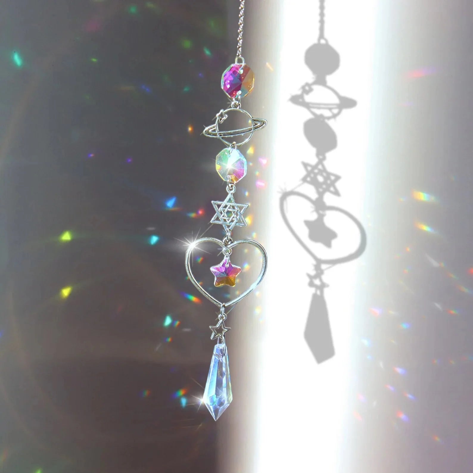 Crystal Rainbow Wind Chime -- Sun Catcher Dream Catcher Pendant | Home & Garden Décor