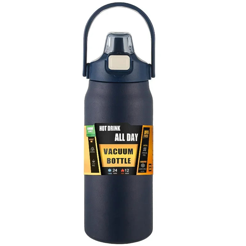 Insulated Stainless Steel Water Bottle with Straw — Double-Wall Vacuum, Hot & Cold