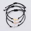 Handmade Stainless Steel Cross Charm Bracelet -- Braided Adjustable Lucky String | Set of 10 | Unisex