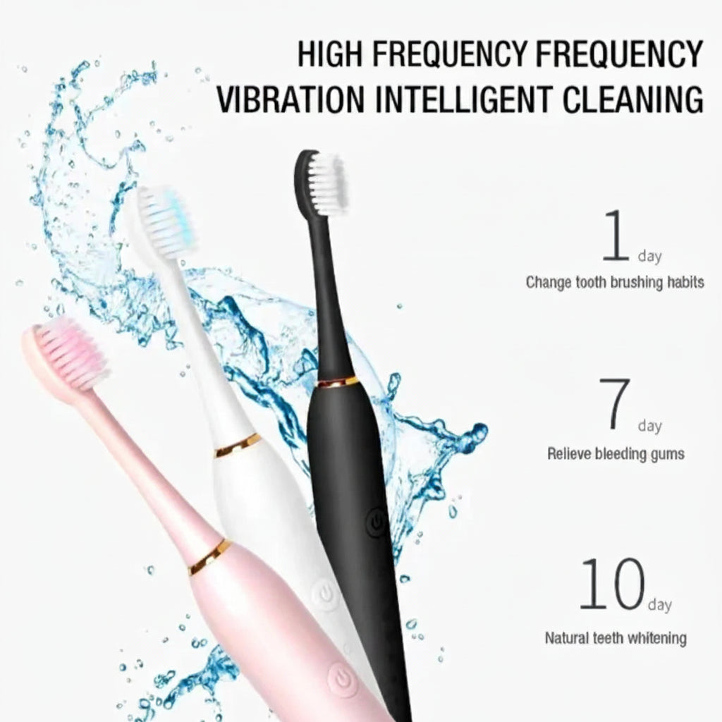 Sonic Electric Toothbrush with 6 Cleaning Modes, 3 Brush Heads & USB Charging (IPX7 Waterproof)