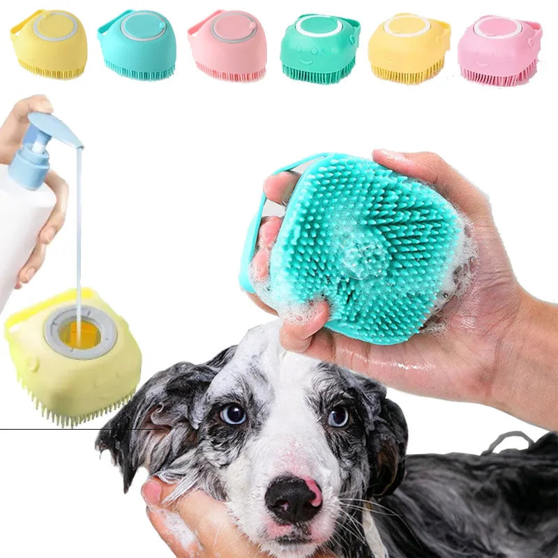 Silicone Pet Bath & Massage Glove -- Dogs & Cats | Grooming Brush