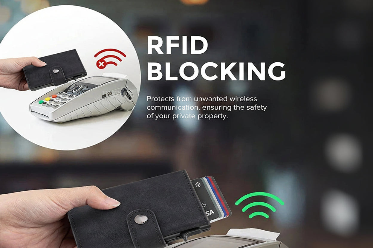 RFID Blocking Slim Wallet with AirTag Pocket -- Minimalist Card Holder for Men & Women