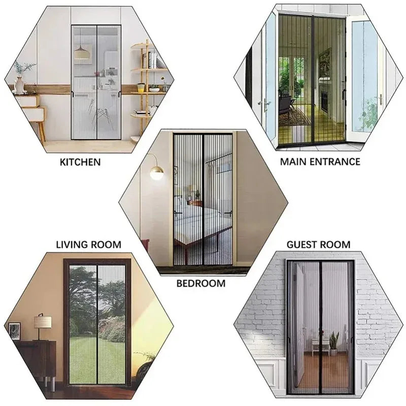 Magnetic Mesh Mosquito Screen Curtain for Doors & Windows | Self-Closing, No-Drill Install