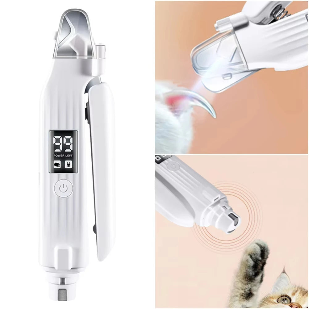 2-in-1 Electric Pet Nail Trimmer & Grinder with LED Lights (Dogs, Cats & Small Pets)