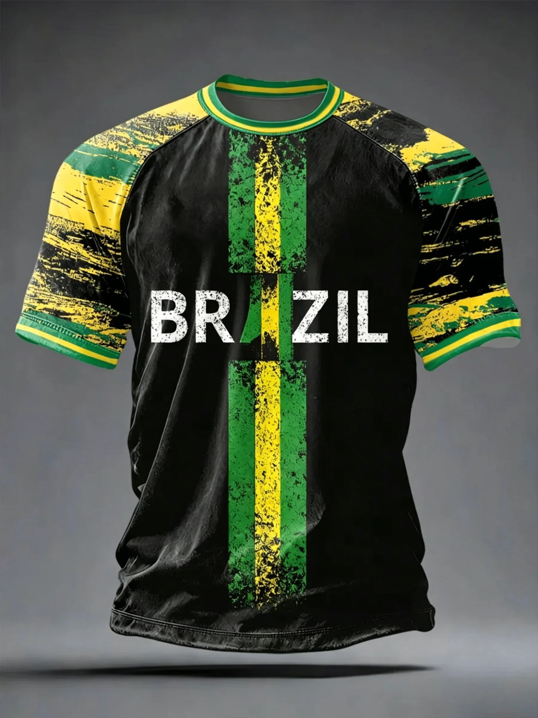 Brazil Football Fan Jersey -- Classic Stripe Tee | Men's Summer Sport