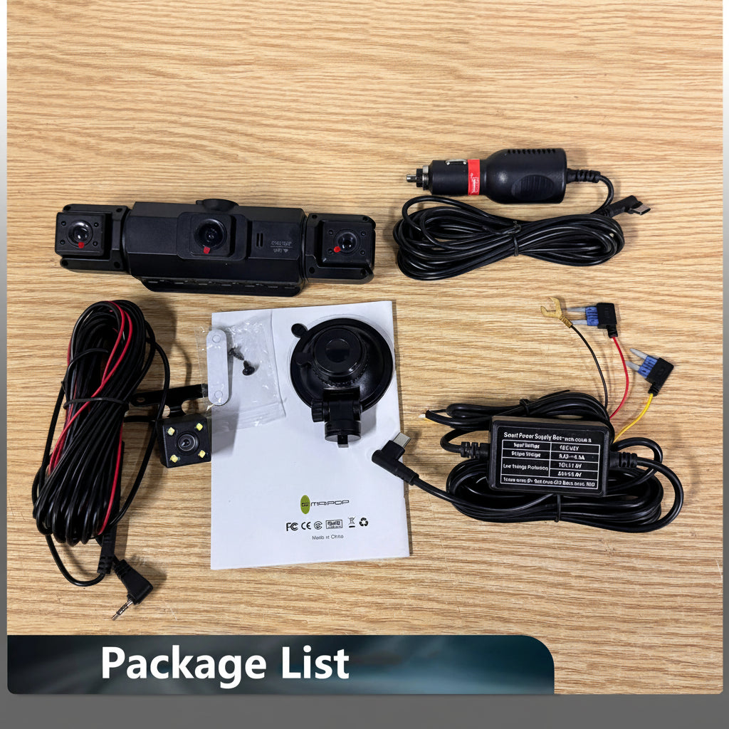 4-Channel Dashcam with WiFi, Night Vision & Loop Recording (FHD 1080P)